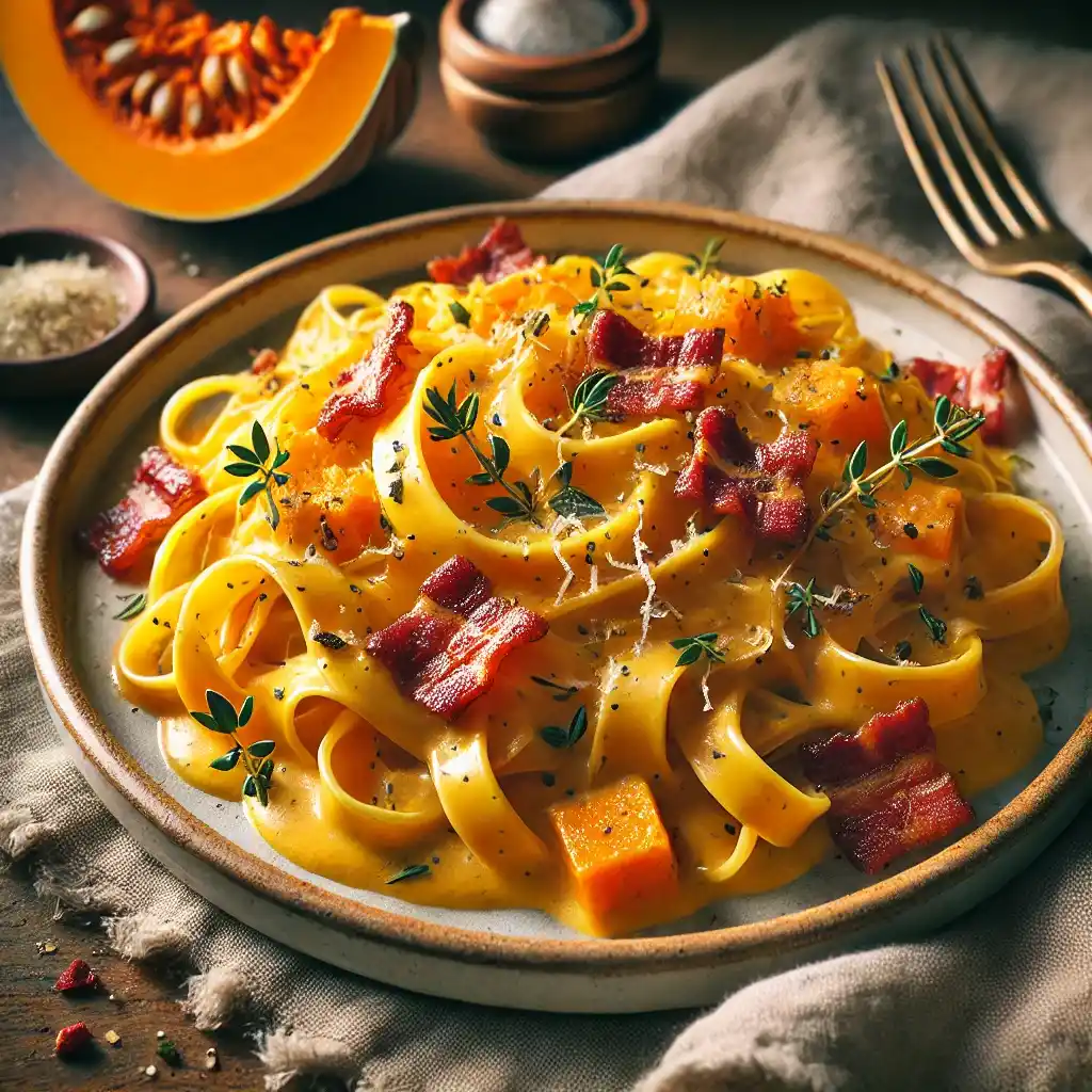 Ricetta di tagliatelle zucca e speck senza glutine